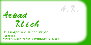 arpad klich business card